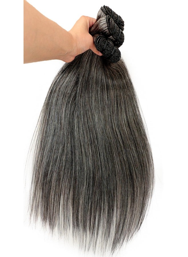 MYDIVA Salt and Pepper Human Hair Bundles Straight 14 14 14 inch Natural Gray Bundles Human Hair 12A Grey-White Quick Weave Hair Extensions Double Weft - Image 2